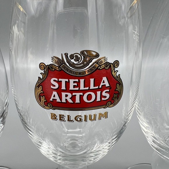 Stella Artois Chalice Beer Glasses Gold Rim 33cl Set of 3 Man Cave EUC - Picture 7 of 14